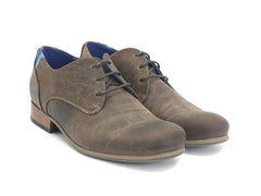 John Fluevog men's Radios CBC leather & suede derby shoe brown leather